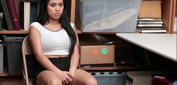  Sexy busty teen thief makes a security guard happy